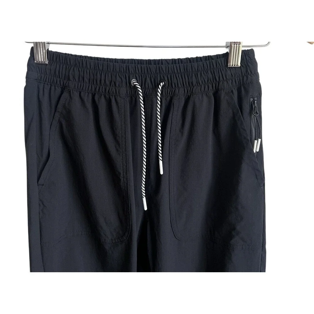 Bearded Goat Pull On Pants Black Athletic Jogger Sweatpants Elastic Waist Men XS